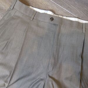 Zanella Bennett Wool Dress Pants Brown Chevron 37x32